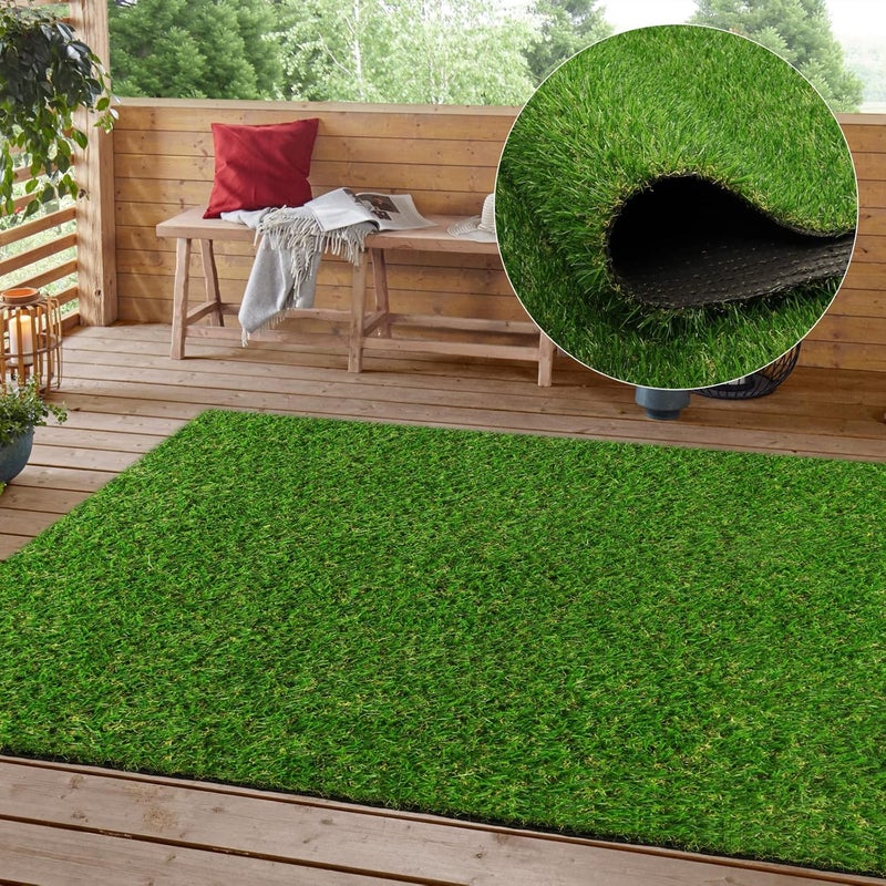 Heyroll Realistic Artificial Turf Grass, 4 FT X 6 FT Artificial Synthetic Fake Grass, 20MM Green Turf Rug Pet Dogs Lawn Mat with Drainage Holes for Indoor Outdoor Patio Garden Landscape/Custom Size - Image 1